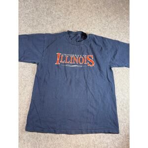 VTG University Of Illinois Shirt Mens Blue Spellout Graphic College NCAA Medium